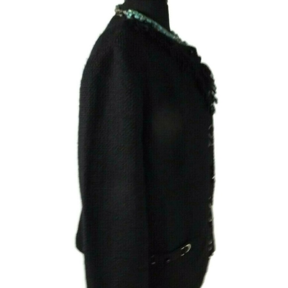 CHICO'S Boucle BLACK Embellished Jacket Size 3 - Picture 5 of 8